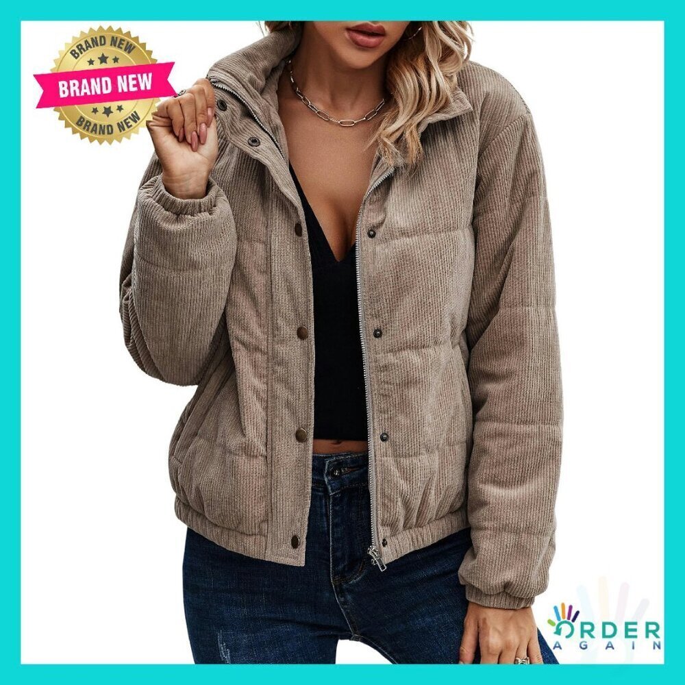 Corduroy Bomber Jacket Quilted Oversized Y2K Retro Chic Fall Winter Outerwear
